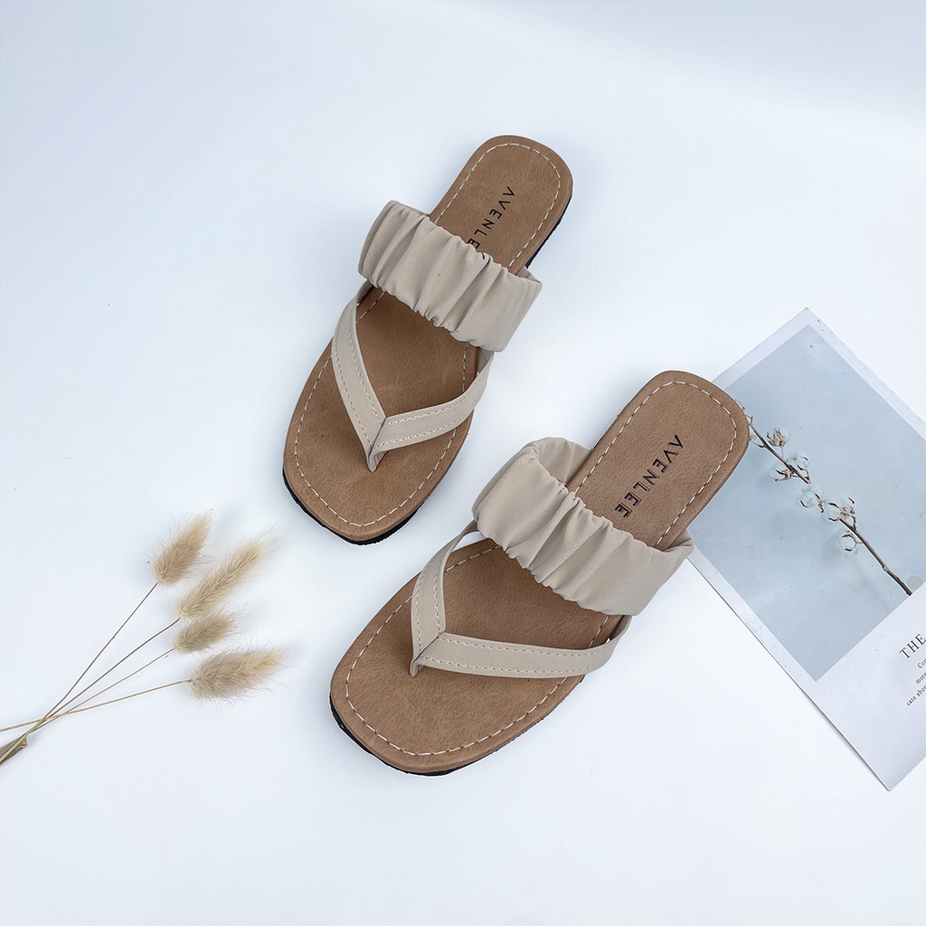 Sandal Jepit Wanita Simpel Elegan Teplek Sol Karet Avenlee Beiza