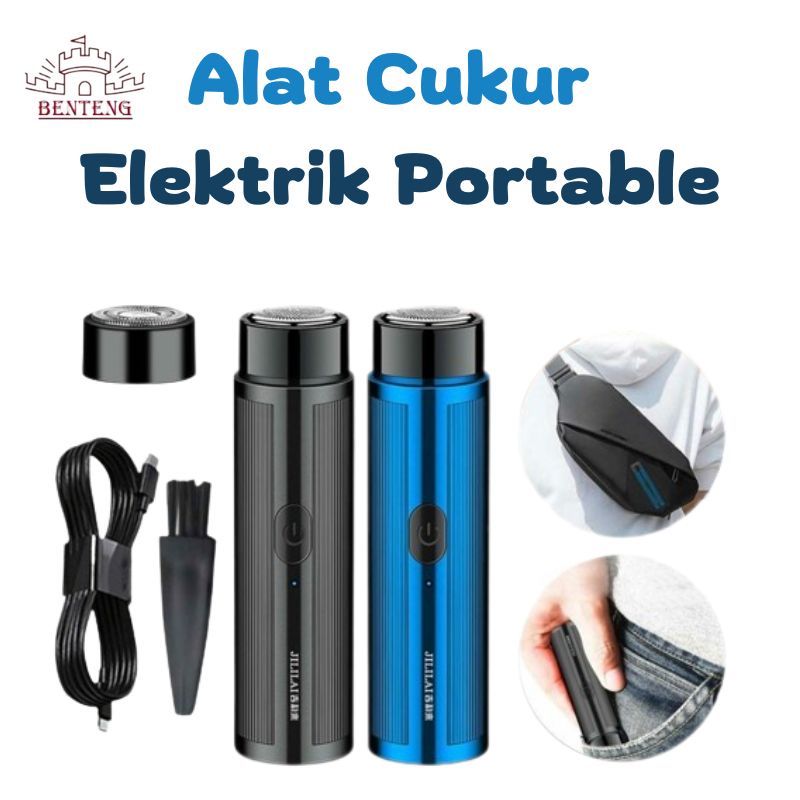 AC01- Mini Shaver Alat Cukur Jenggot- Alat Cukur Travel Portable USB Mini Black