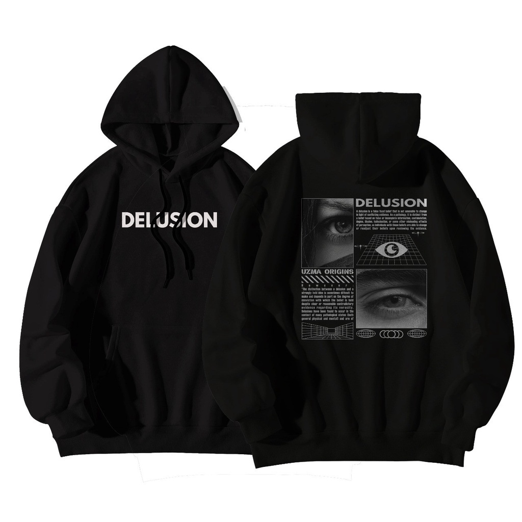 (bayar di tempat) Jaket Sweater Hodie Hitam BLESSED premium Pria Terbaru 2023 Kekinian Hoodie Distro Pria wanita  Sweater Hoodie  DELUSION