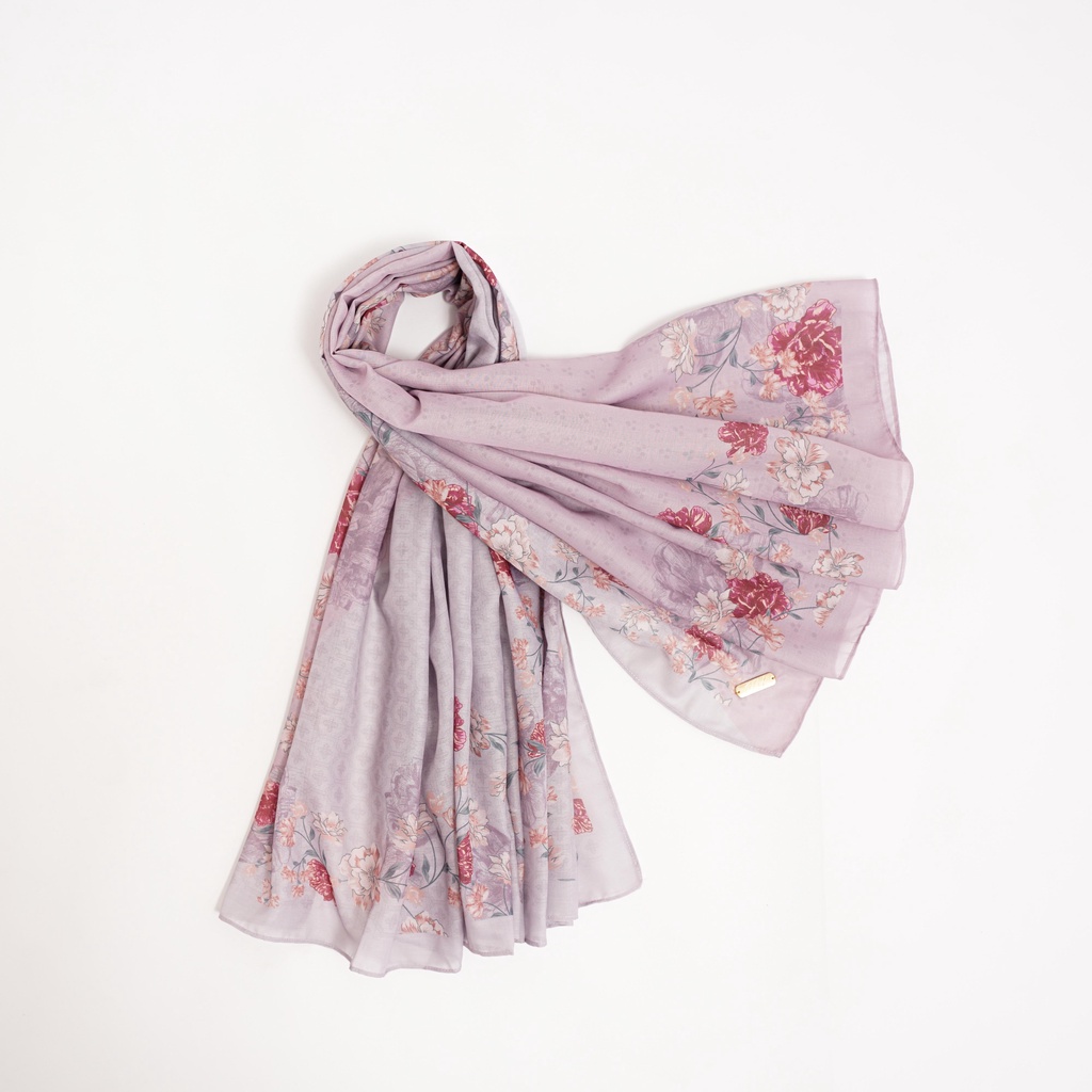 ALIF HIJAB SEGI EMPAT MOTIF PARIS PREMIUM KOREA - THE ROSE IN MAUVE ORCHID ( SPR-D2-002 )