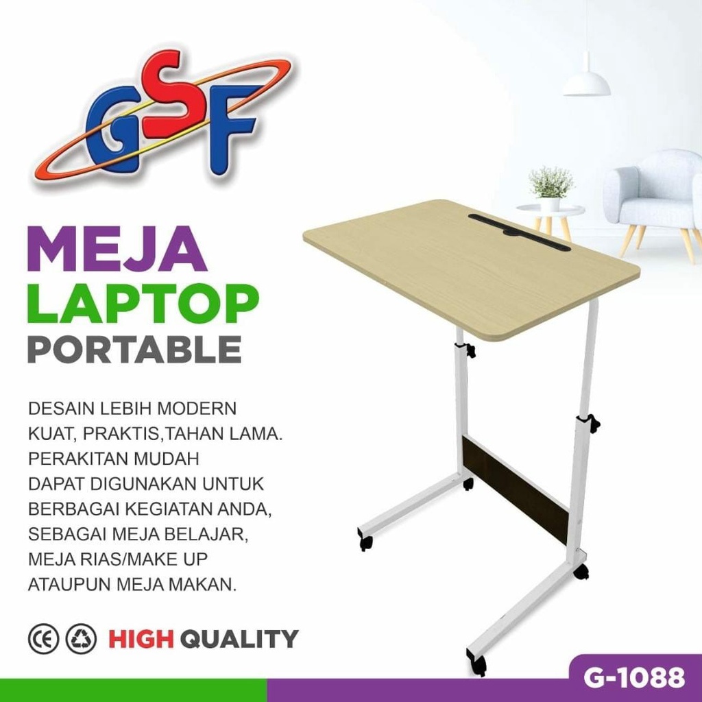 MEJA LAPTOP RODA / MEJA LAPTOP RODA GSF G-1088 / MEJA LAPTOP PORTABLE / MEJA LIPAT LAPTOP MULTIFUNGSI / MEJA PORTABLE DENGAN 4 RODA / MEJA LAPTOP GSF PORTABLE