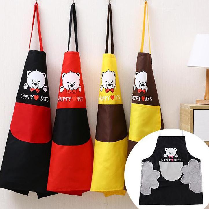 (SerbaSerbi)Alas Pelindung Masak Oxford Cloth Apron Tahan Air / Celemek Masak Anti Minyak Motif Beruang Waterproof Premium Quality Termurah