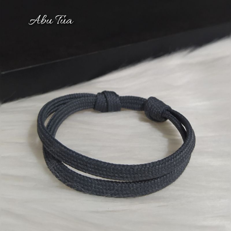 (PerGross) Gelang Simpel Pipih Polos Bahan Tali Prusik Isi 144pcs