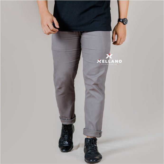 Celana chinos pria jumbo panjang bahan evan chino model slimfit melar size 27-44