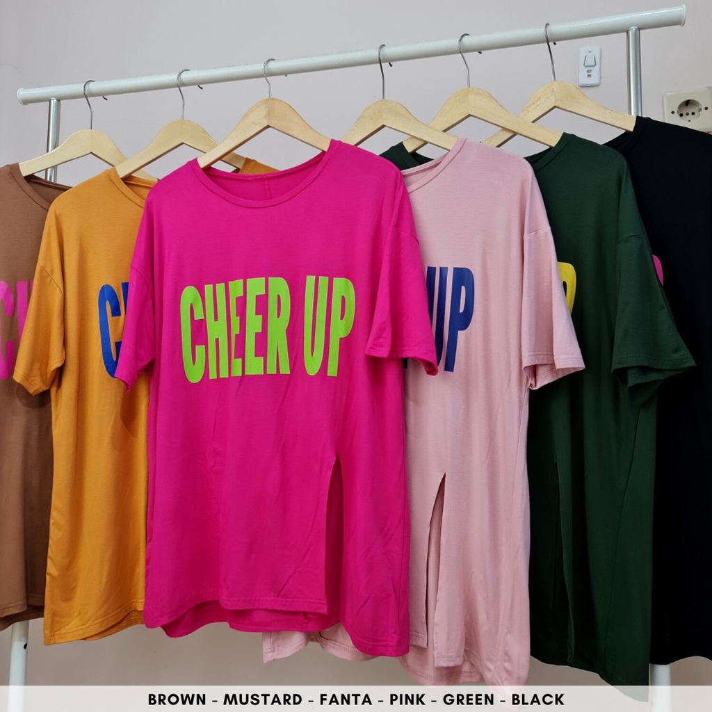 4743 cheerup slit oversize t-shirt kaos spandex