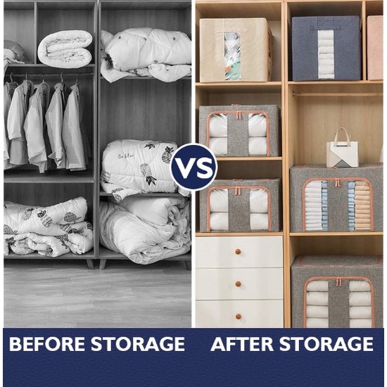 Storage Box Baja Box Double Zipper  Multifungsi Tempat Penyimpanan Serbaguna Frame penyimpanan pakaian serbaguna mainan