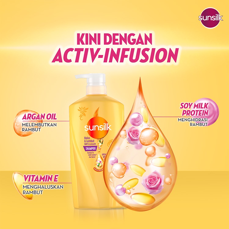Sunsilk Shampoo Soft &amp; Smooth Activ-Infusion with Argan Oil Rambut 5X* Lebih Lembut 650ml