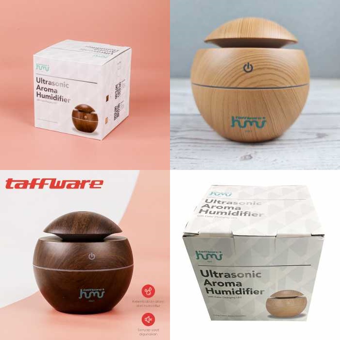 Taffware Humidifier Aromatherapy Pengharum Ruangan  Oil Diffuser Wood Desain Kayu 130ml HUMI H41