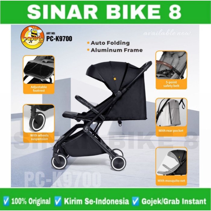 Kereta Korong Anak Bayi Baby Stroller Pacific PC - K9700 Adjustable