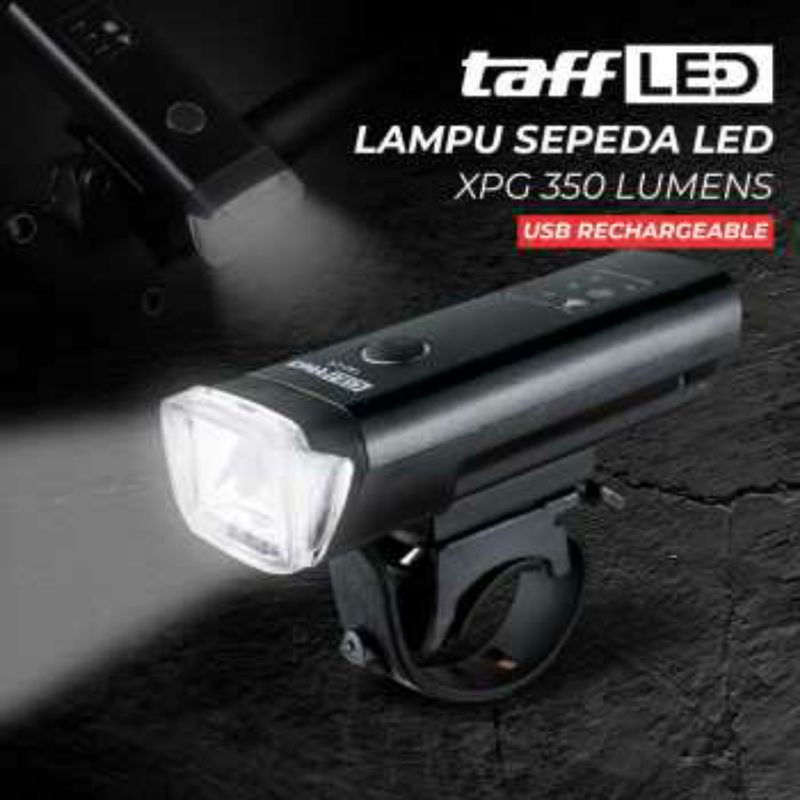 Original Lampu Sepeda LED USB Rechargeable XPG 350 Lumens Taffled