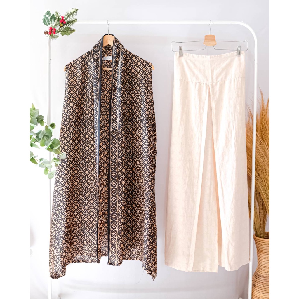 ONE SET OUTER TANPA LENGAN VISCOSE BATIK SETELAN BATIK KONDANGAN CELANA KULOT PANJANG WANITA KONDANG