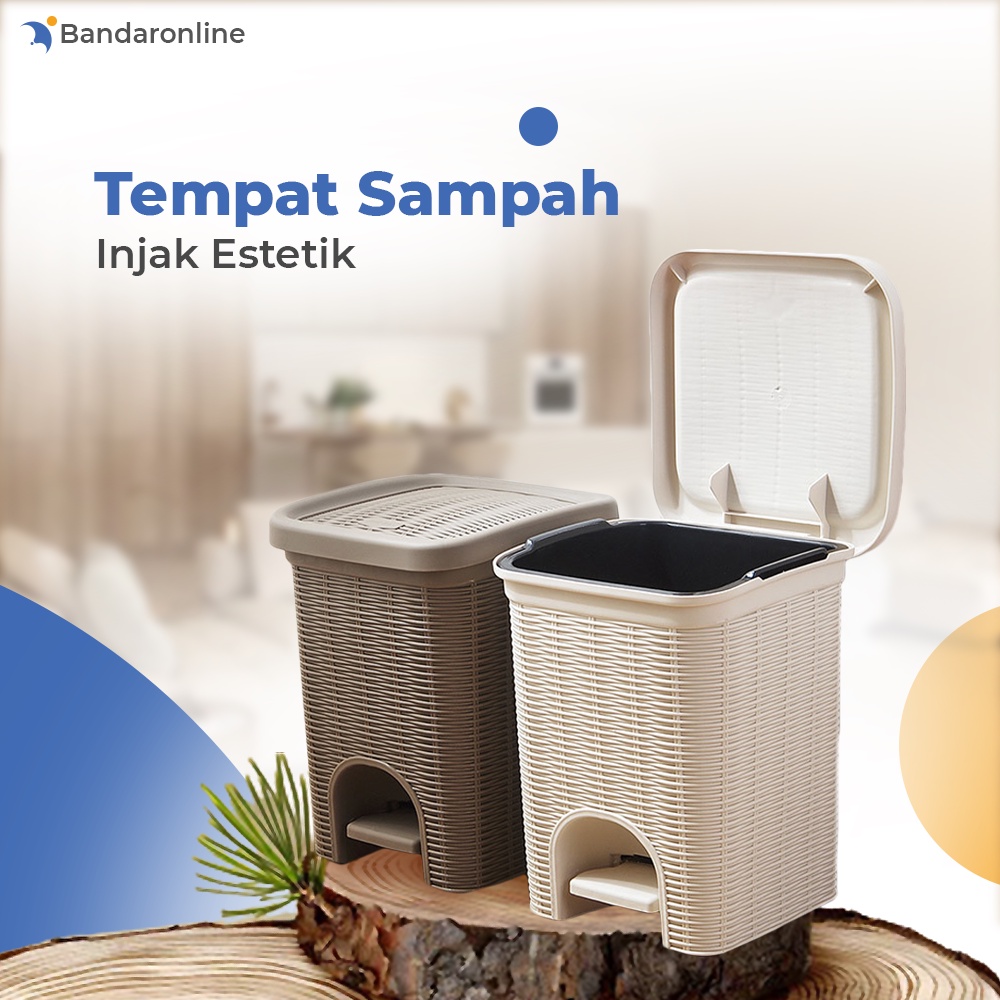 Tempat Sampah Injak Anyam Rotan Tong Sampah Injak Estetik
