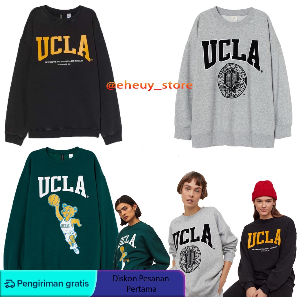 Crewneck H*M Ucla Original Crewneck UCLA HnM Sweater ucla hitam hijau abu abu crewneck ucla hnm UCLA