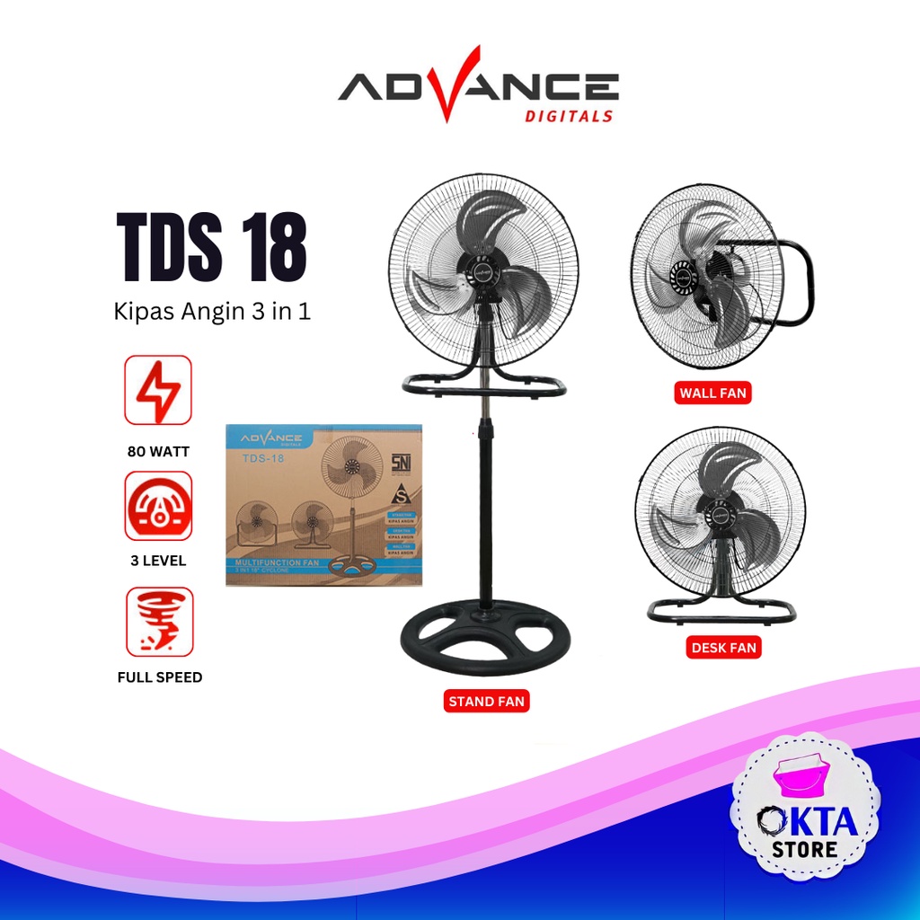 Advance Kipas Angin Besi 3 IN 1 TDS-1805 / TDS-18 / TDS 16 / TDS 12
