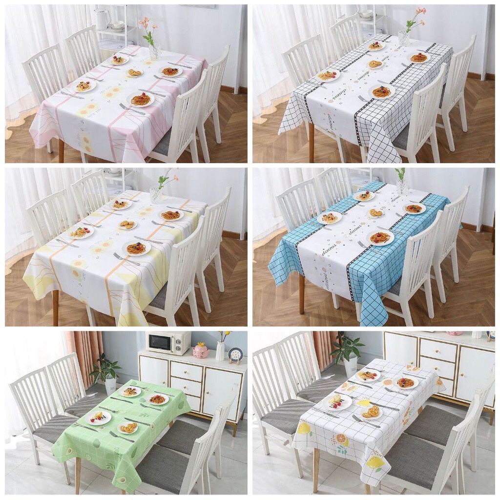 TAPLAK MEJA MAKAN PLASTIK ANTI AIR 6 KURSI 4 KURSI MOTIF  TAPLAK AESTHETIC KOTAK JUMBO BESAR KECIL R