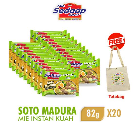 

Sedaap Mie Instan Soto Madura 82 gr x 20 pcs Free Totebag