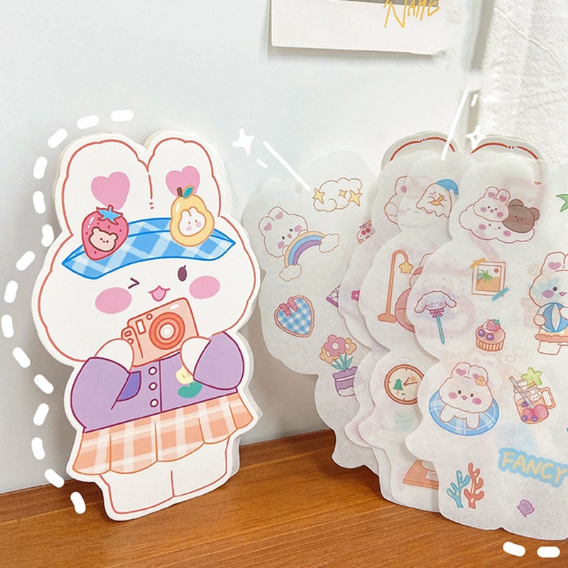 4pcs Stiker Kelinci Lucu DIY Bahan Washi Stiker Akun Tangan Untuk Diary Notebook Ponsel Stiker2023Tahun Baru Tema Dekorasi Stiker Alat Tulis