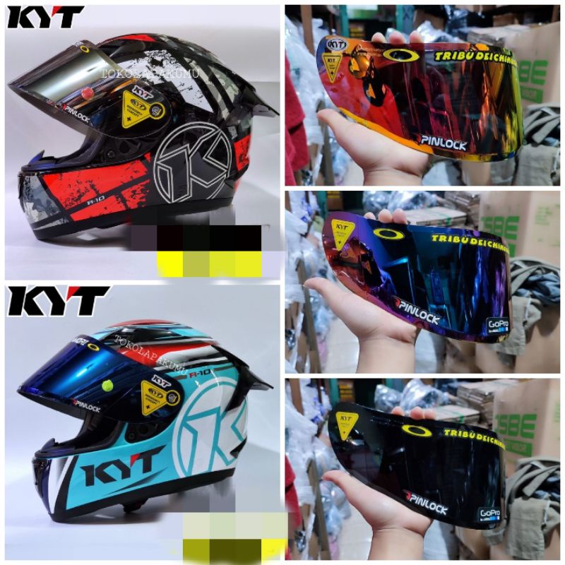 Flat visor KYT rc7 r10 Paket Flat visor + Rachet + Sticker Visor Helm KYT Rc7 R10 K2R K2RIDER