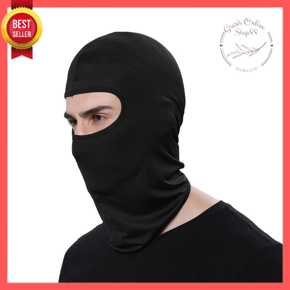 GOS -A407- Masker Buff Full Face - Masker Ninja Hitam Polos - Masker Buff Balaclava Full Face