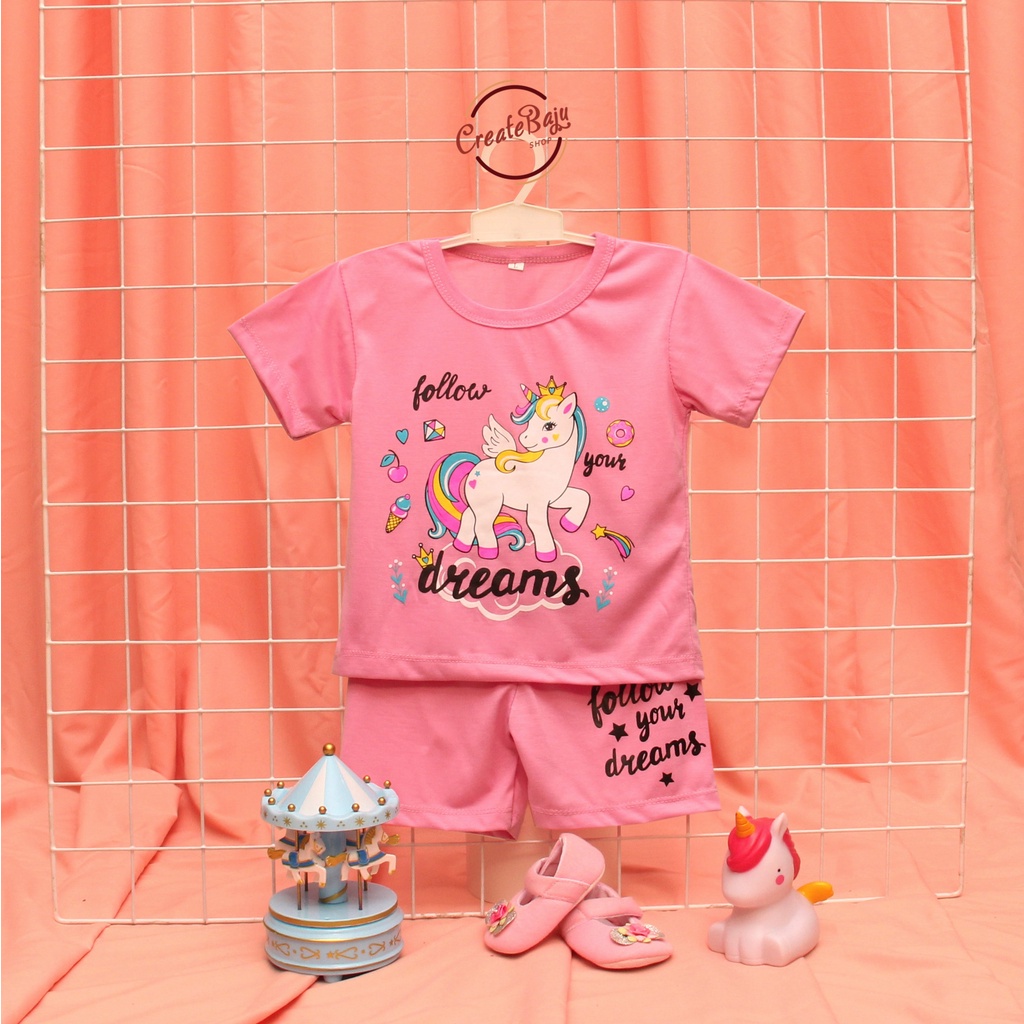 SETELAN ANAK PEREMPUAN 1-3 TAHUN UNICORN DREAM TERMURAH BAJU SET ANAK CEWEK