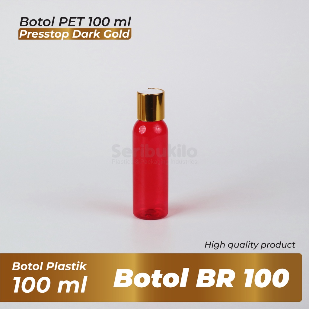 Botol Presstop Gold 100ml/Botol PET 100ml Warna/Br 100ml Presstop Dark Gold