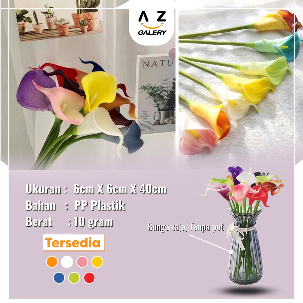 Bunga Lily Plastik Tanaman Hias Bunga Calla Lily Ornamen Pajangan Dekorasi Rumah Hiasan Rumah Cafe Kantor Artificial Flower Azgalery PBP99