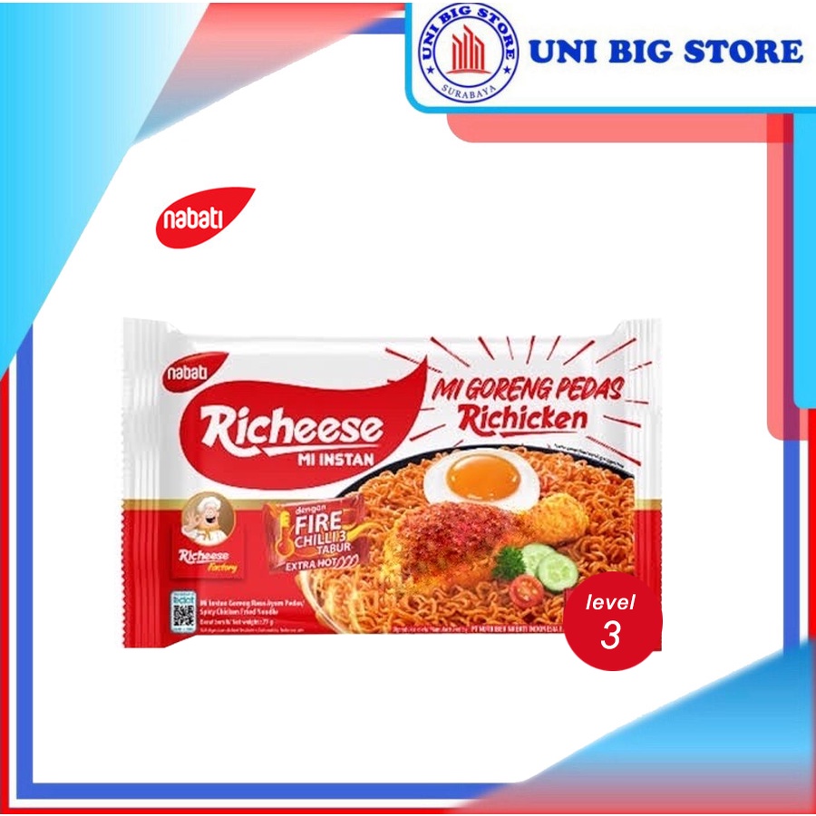 Richeese Richicken Mie Goreng Ayam Pedas Level 3 77 gr Chicken Noodles