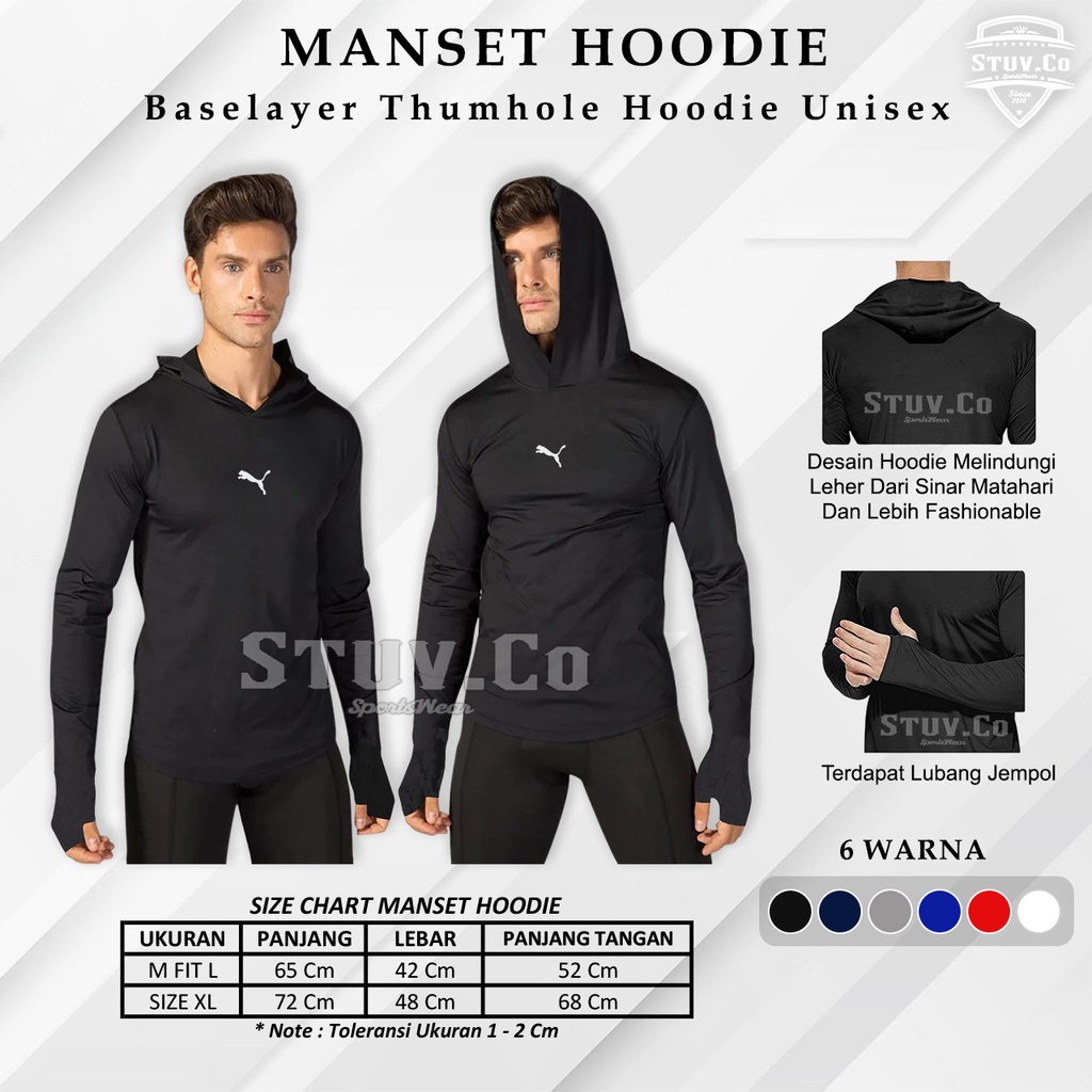 MANSET PRIA BASELAYER HOODIE LENGAN PANJANG OLAHRAGA GYM FITNESS FUTSAL SEPAKBOLA 6 PILIHAN WARNA