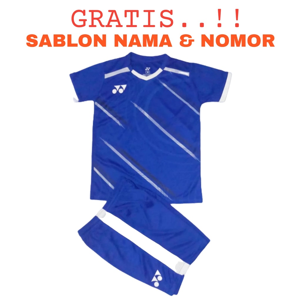 ( FREE SABLON NAMA &amp; NOMOR ) Baju olahraga anak laki/perempuan kaos badminton bulutangkis tenis voli bola futsal terbaru