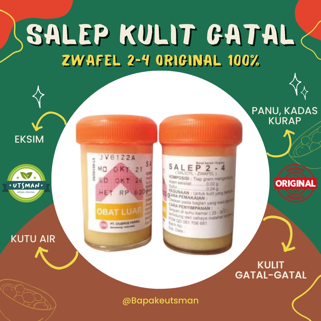 Salep Gatal Zwafel 24 Original 100% - Obat Saleb Gatal Panu Kadas Kurap Kutu Air - Obat Gatel Selangkangan Skabies Eksim Biang Keringat Scabies