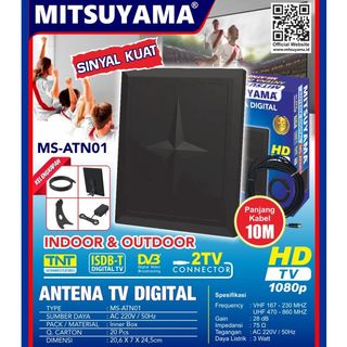 ANTENA TV DIGITAL MITSUYAMA MS-ATN01 BISA UNTUK 2 TV  INDOOR DAN OUTDOR SINYAL KUAT