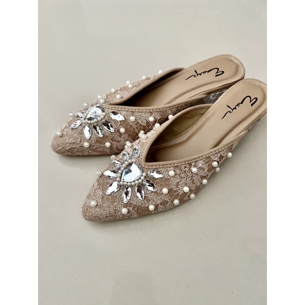 sandal slop payet, sandal slop bali, sepatu kaca sandal wanita