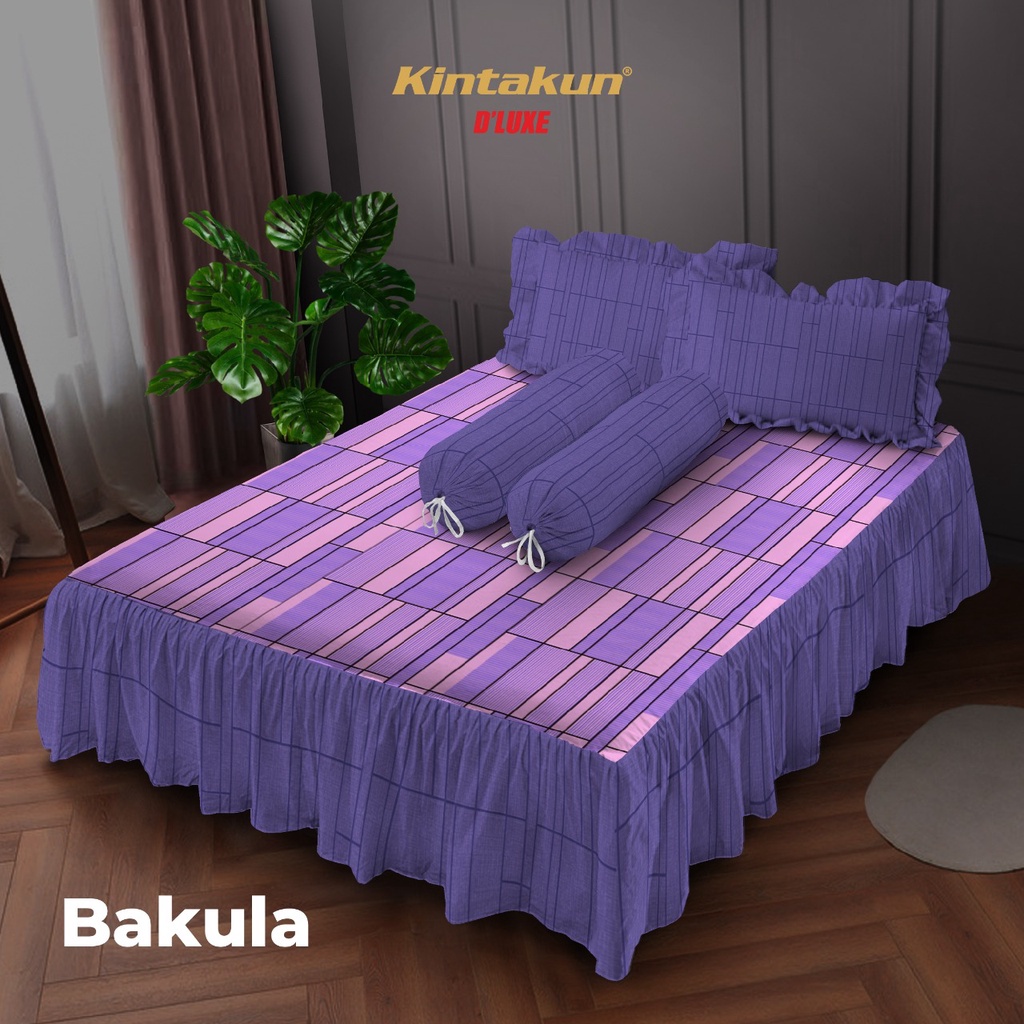 Kintakun D'luxe 3D - Sprei Rumbai 160/180 Queen King Set Motif BAKULA Minimalis Kotak Warna Polos Un