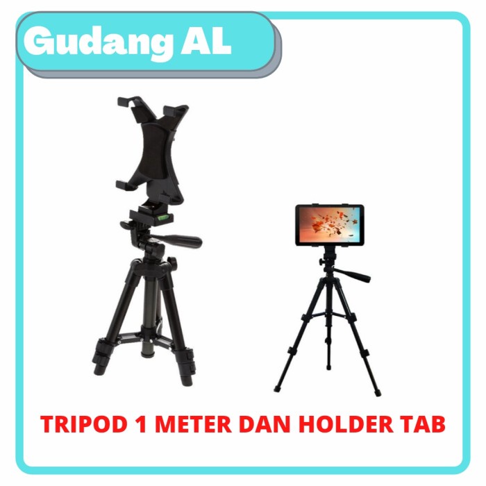 Tamo Paket Tripod + Holder Tab For Tablet / Tripod 1Meter Dan Holder Tablet