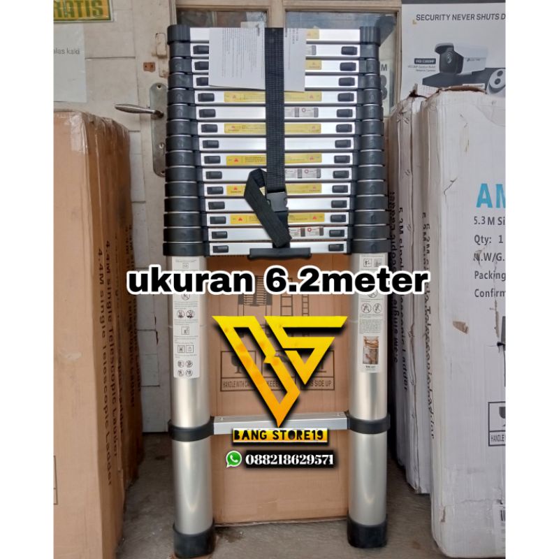 Tangga Lipat Aluminium Teleskopik Single Telescopic 6,2