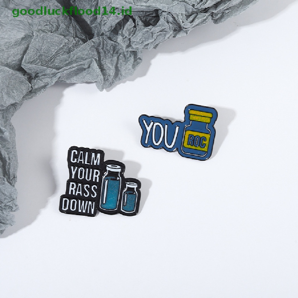 [GOOGFOUR] 1pcs Coffee is My Blood Type Enamel Pins Bros Calm Down You ROC Lapel Badges Punk Lucu Perhiasan Hadiah Untuk Teman Anak [TOP]