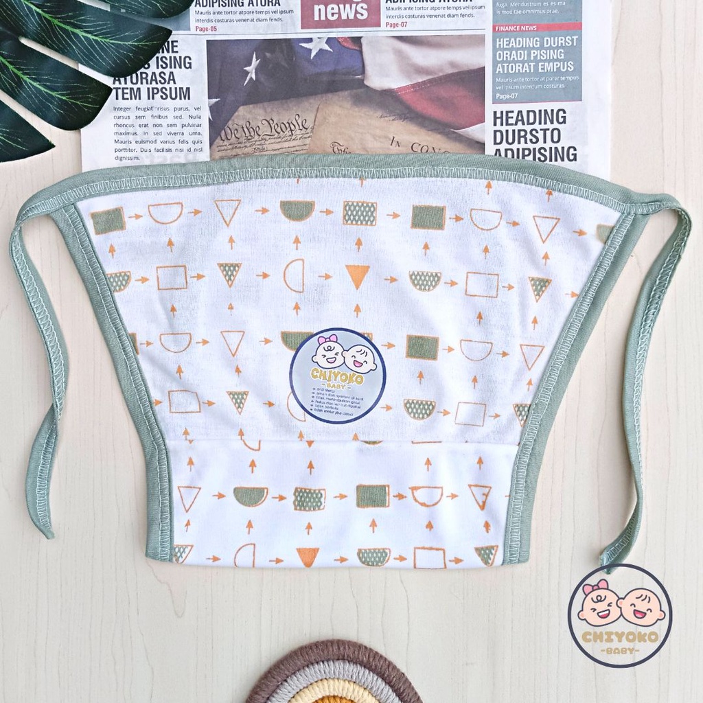 6 Pcs / 12 Pcs Popok Tali Bayi Baru Lahir Double Kain Serian HIJAU Chiyoko Baby