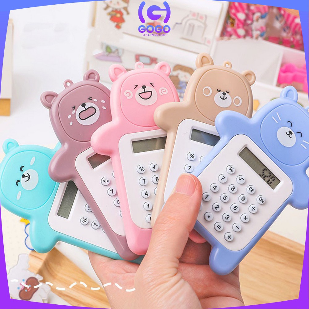 GOGO-C325 Kalkulator Mini Motif Beruang 8 Digit Tombol Karet Sekolah Stationary/ Bear Calculator Travel Mini Portable Desain Kartun Beruang