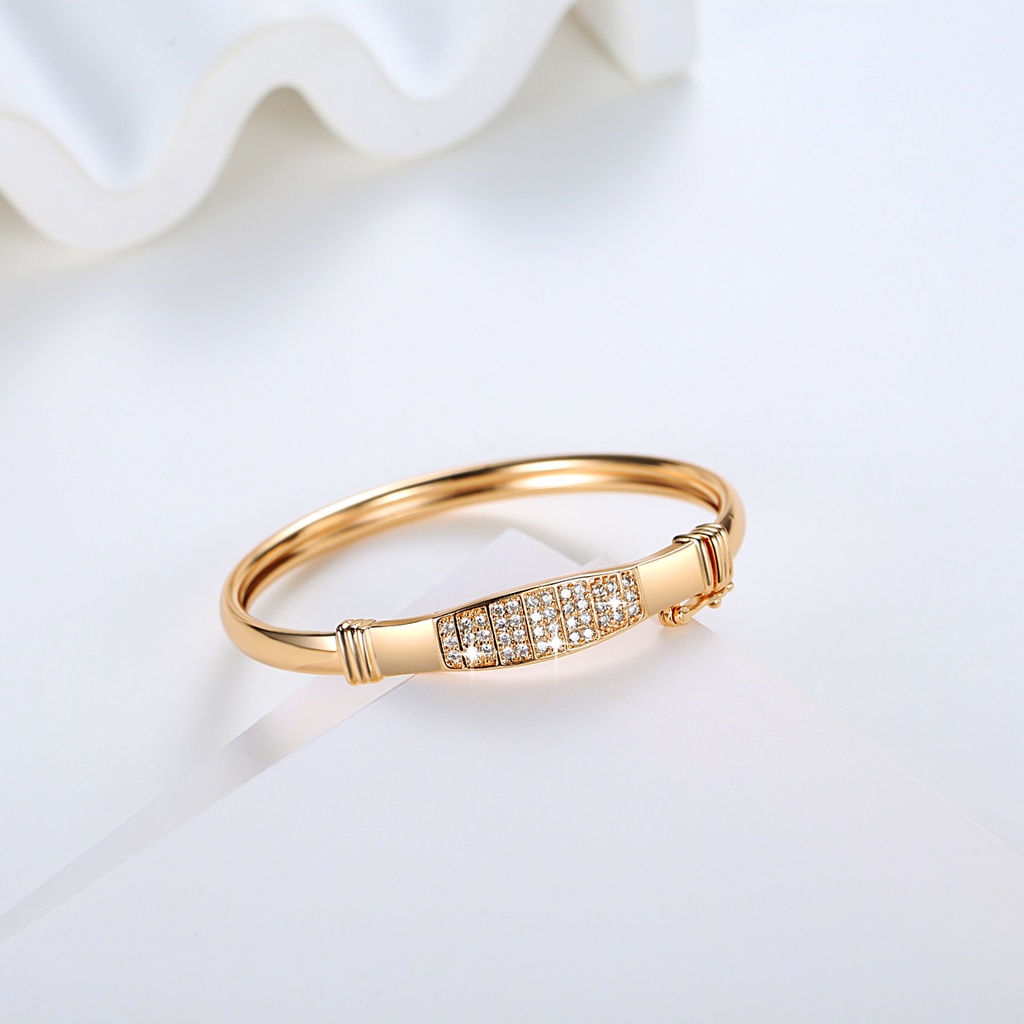 Y073 Gelang Tangan Wanita Lapis Emas Dengan Hiasan Berlian Aksesoris Perhiasan Fashion Gelang Titanium Anti Karat Korean Style