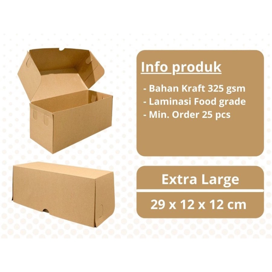 

10pcs Box kotak bolu gulung size XL dus bomboloni 29x12x12 kraft laminasi