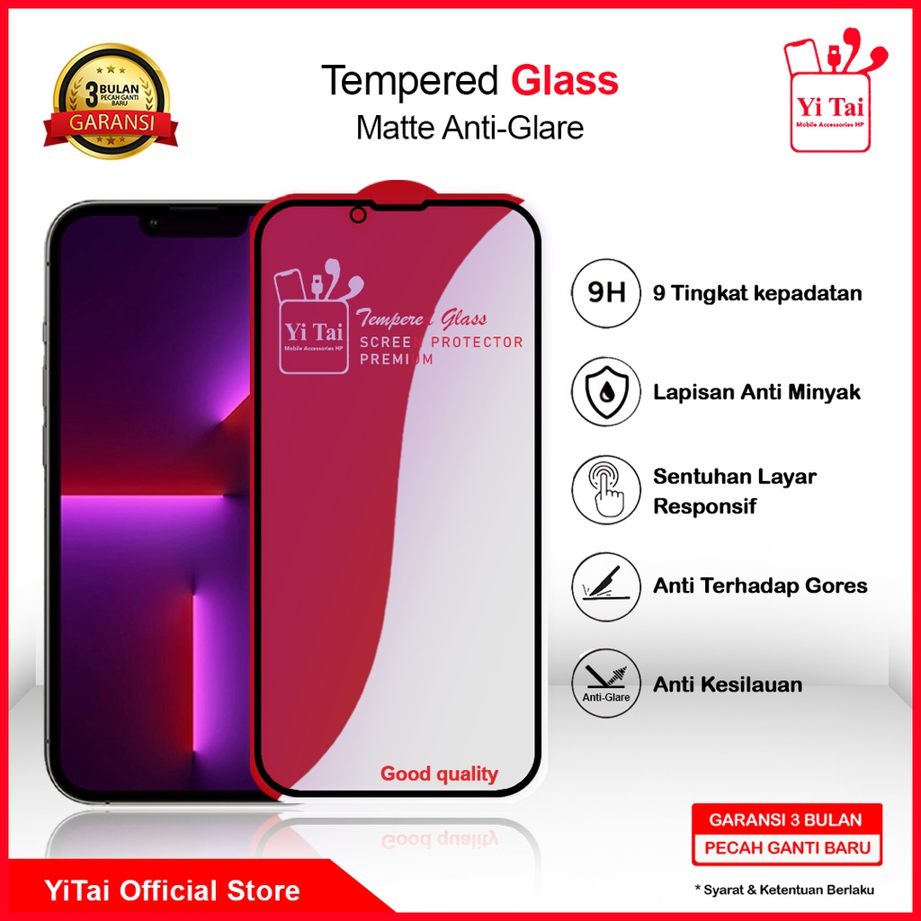 YI TAI Tempered Glass Anti Glare Infinix Hot 11 11s 11 Play 20 5G 20s