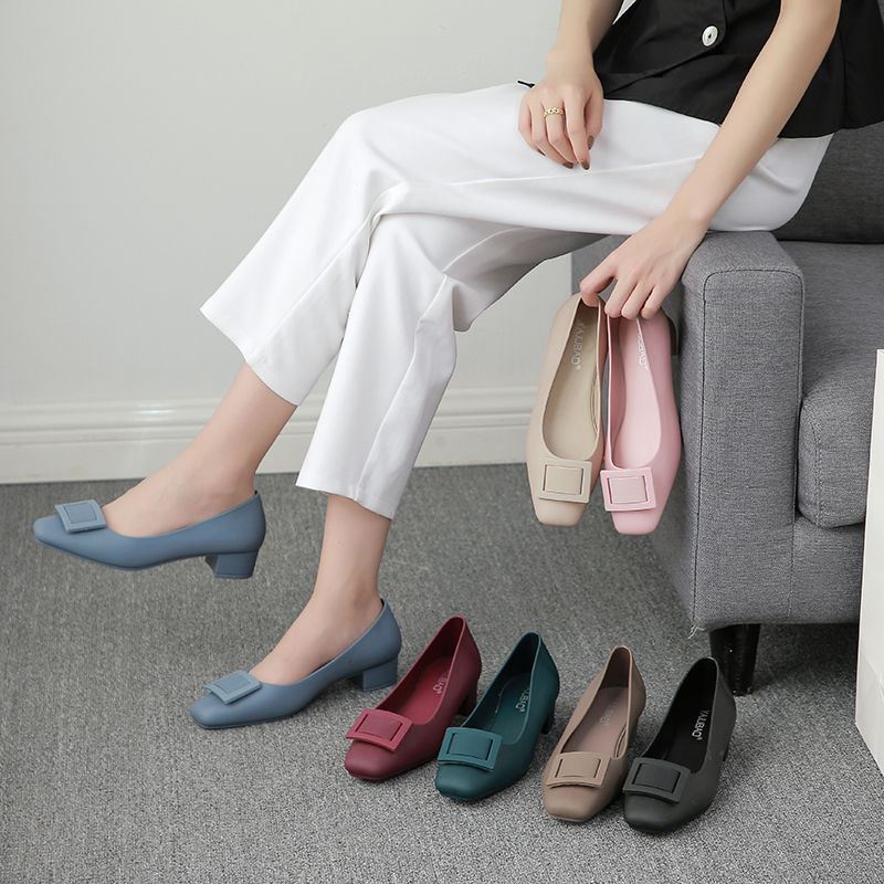 LYT FREE BOX Sepatu Flatshoes Hak Tahu Wanita Sepatu Wedges Wanita Import Bahan Jelly TG1597