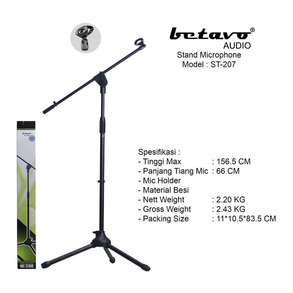 STAND MICROPHONE MODEL ST-207 BETAVO AUDIO STAND MIC