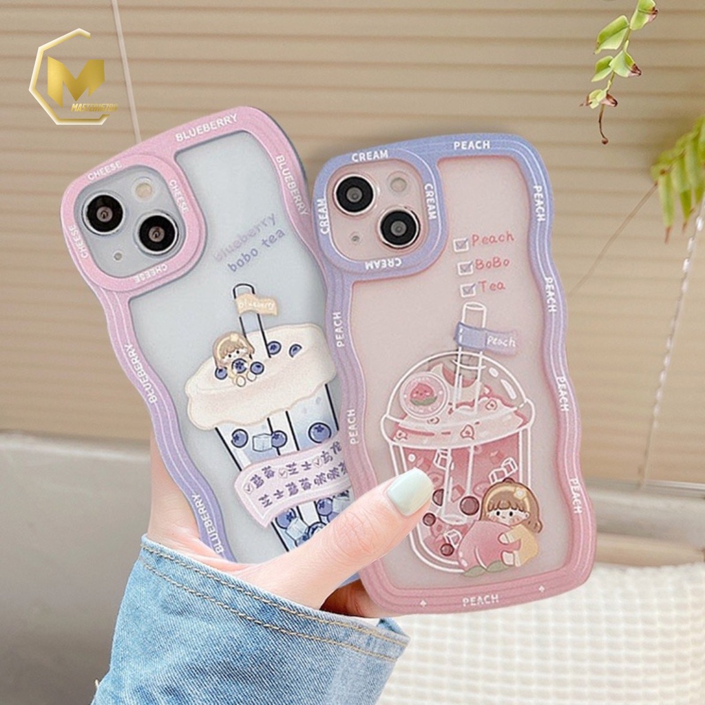 SS132 CASING SOFTCASE PEACH BOBA TEA FOR IPHONE 7 8 7+ 8+ X XS XR XS MAX 11 12 13 14 PRO MAX MA3879