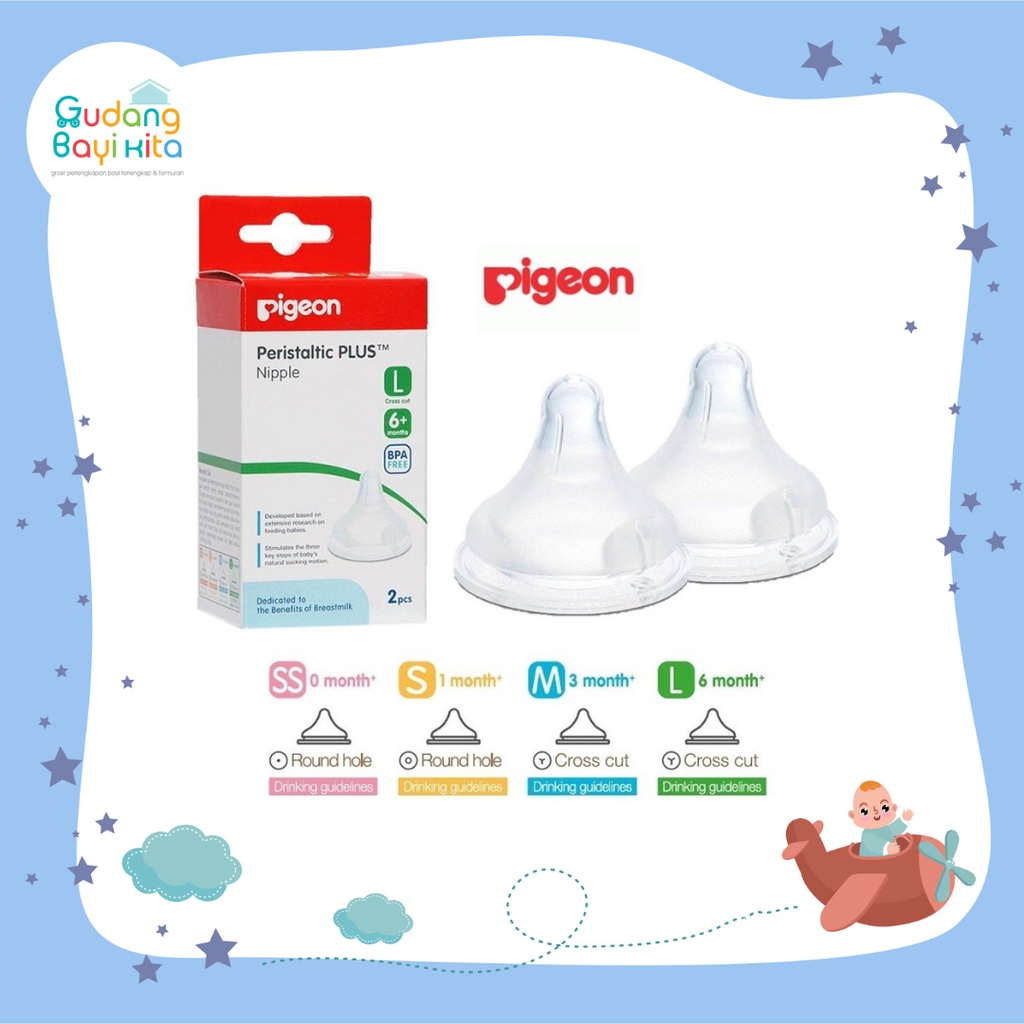 PIGEON PERESTALTIC PLUS NIPPLE BOX - Nipple Wide Neck - Nipple Botol Susu