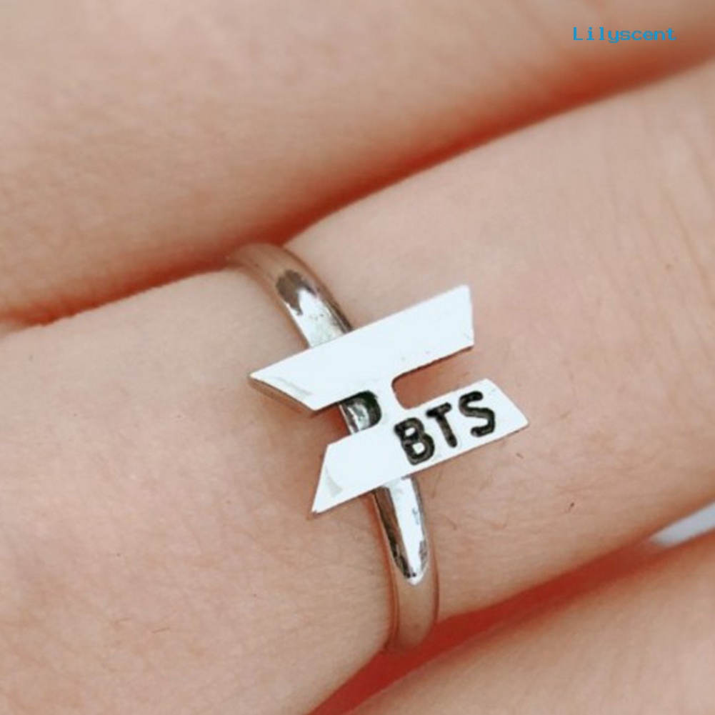 [LS] Kpop BTS Got7 Twice Letter Sign Opening Adjustable Finger Cincin Perhiasan Hadiah