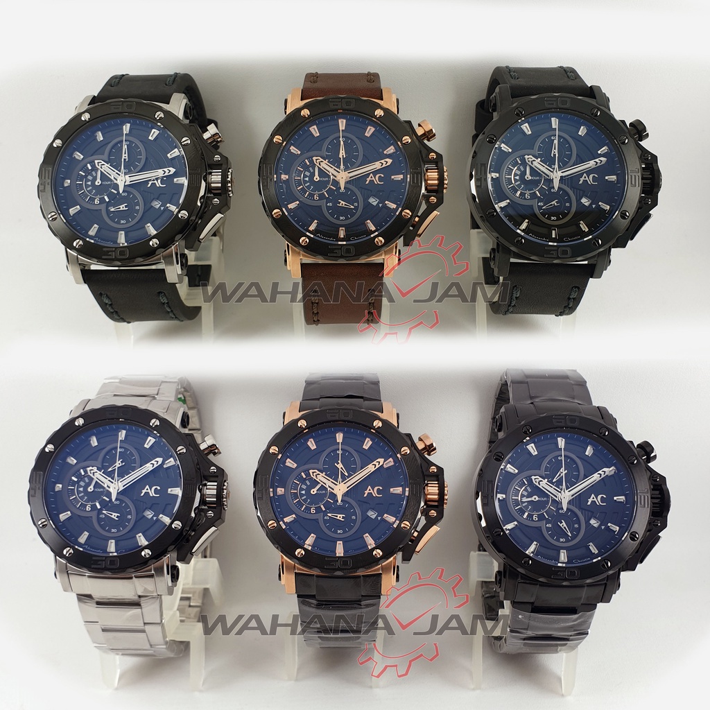 Alexandre Christie AC 9205 BCL BCB / AC9205 Jam Tangan Pria AC Collection Rantai Stainless Kulit Ori