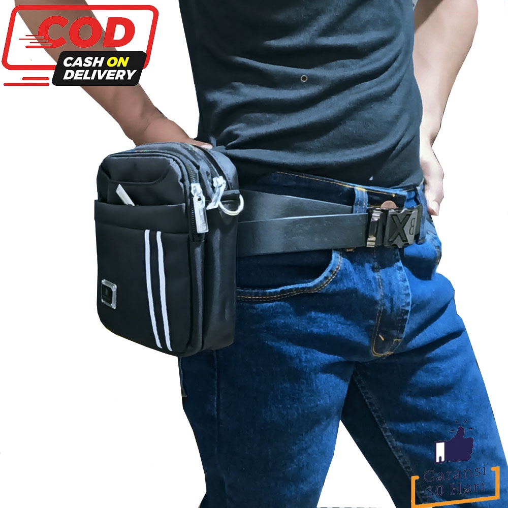 TAS SELEMPANG POLO DANNY-S3923  PRIA TAS PINGGANG  2IN-ONE - TAS POLO IMPORT+1 X GESPER