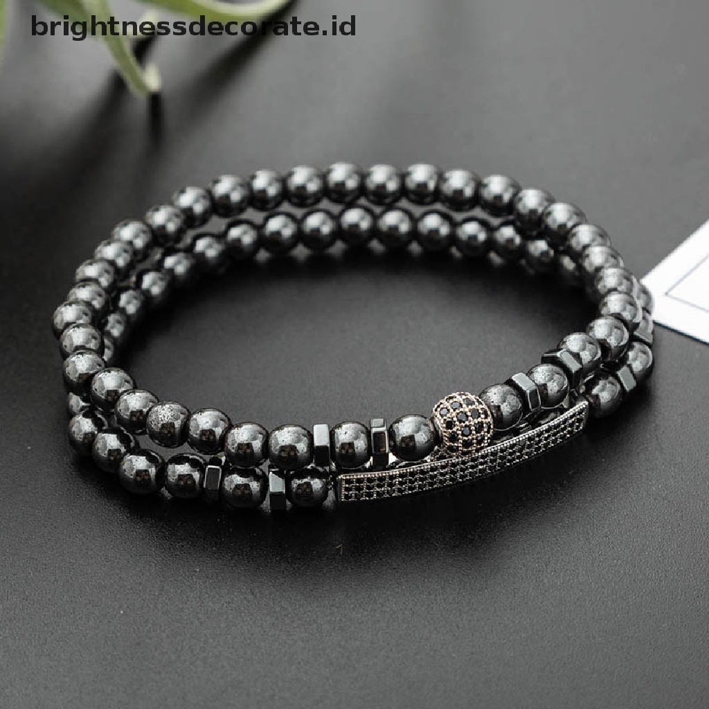 [Birth] Gelang Manik Batu Hematite Magnetik Perawatan Kesehatan Magnet Pria Perhiasan Hadiah [ID]