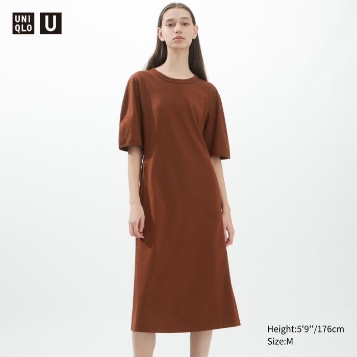 Dress Uniqlo Airism Katun Gaun Lengan Pendek Uniqlo U 455688 Original Guaranteed